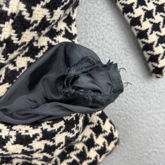 Bill Blass Blazer Women 12 Petite Black White Houndstooth Wool Sport Coat Jacket - Picture 8 of 9